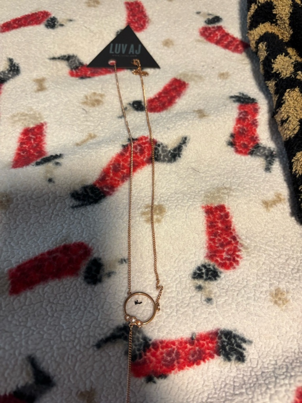 Luv AJ Rose Gold Circle Lariat Necklace
